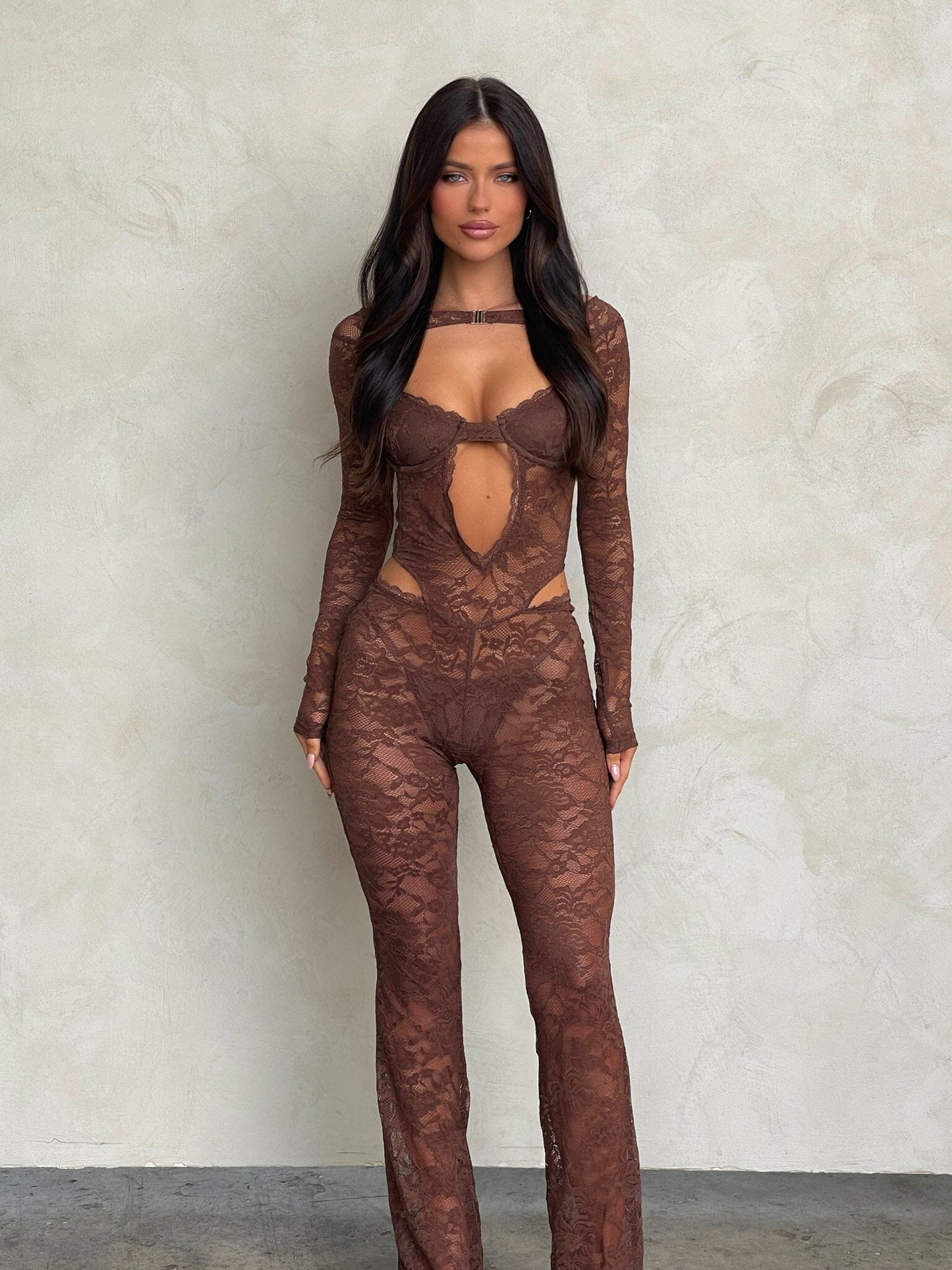 EVERLY JUMPSUIT DARK CHOCOLATE BROWN